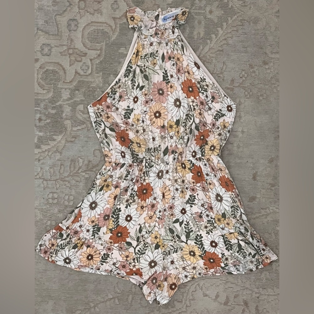 Women’s Flowy Lightweight Flowy Floral Halter Romper, Size Large, EUC